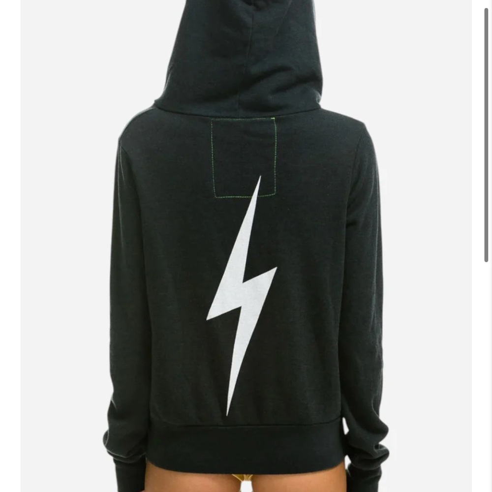 Aviator Nation Bolt Zip Hoodie in Charcoal